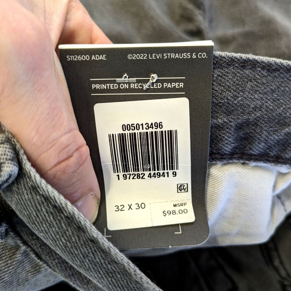 Levis 501 Original Grey Straight Leg Button Fly Denim Jeans 005013496 32x30 - Picture 7 of 9